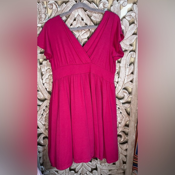 Lane Bryant Knit Pink V Neck Dress Flutter Sleeves Sz 14/16 - Picture 4 of 4